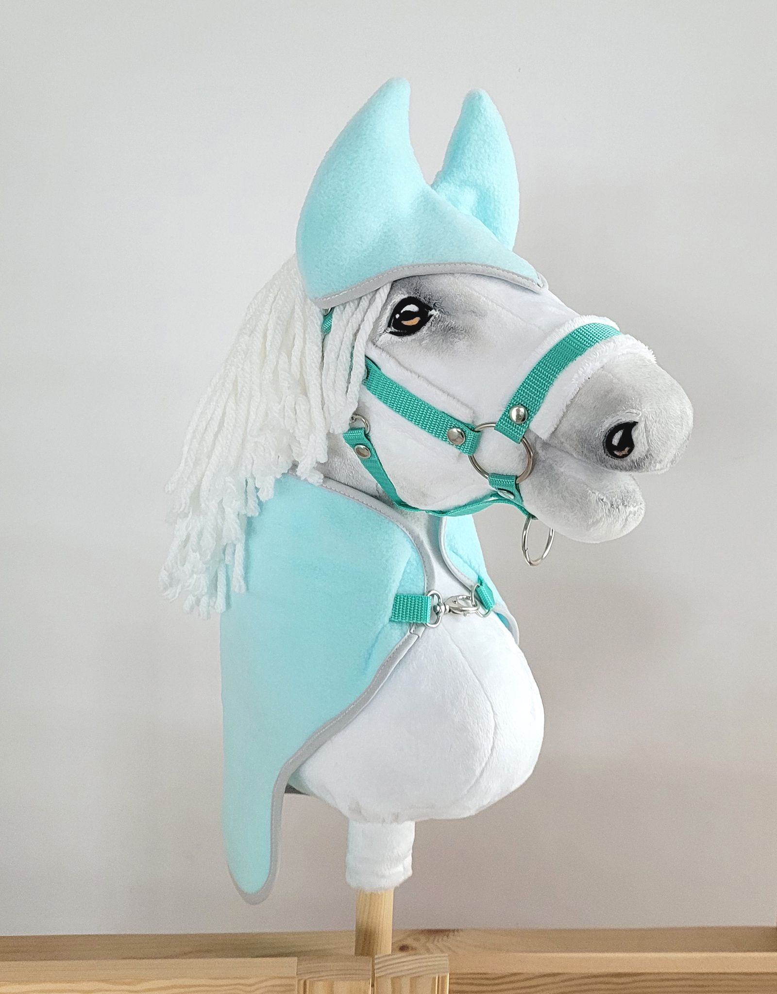 Fleece set (deken + oorwarmers) voor een A3 stokpaard, mint