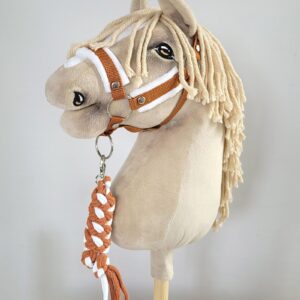 Halsterset met Bont voor een hobbypaard, Terracotta & Wit