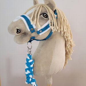 Halsterset met Bont voor een hobbypaard, Turquoise & Wit