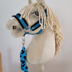 Halsterset met Bont voor een hobbypaard, Turquoise & Zwart