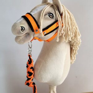 Halsterset met Bont voor een hobbypaard, Neon Oranje & Zwart