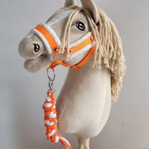 Halsterset met Bont voor een hobbypaard, Neon Oranje & Wit