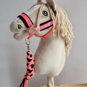 Halsterset met Bont voor een hobbypaard, Neon Roze & Zwart