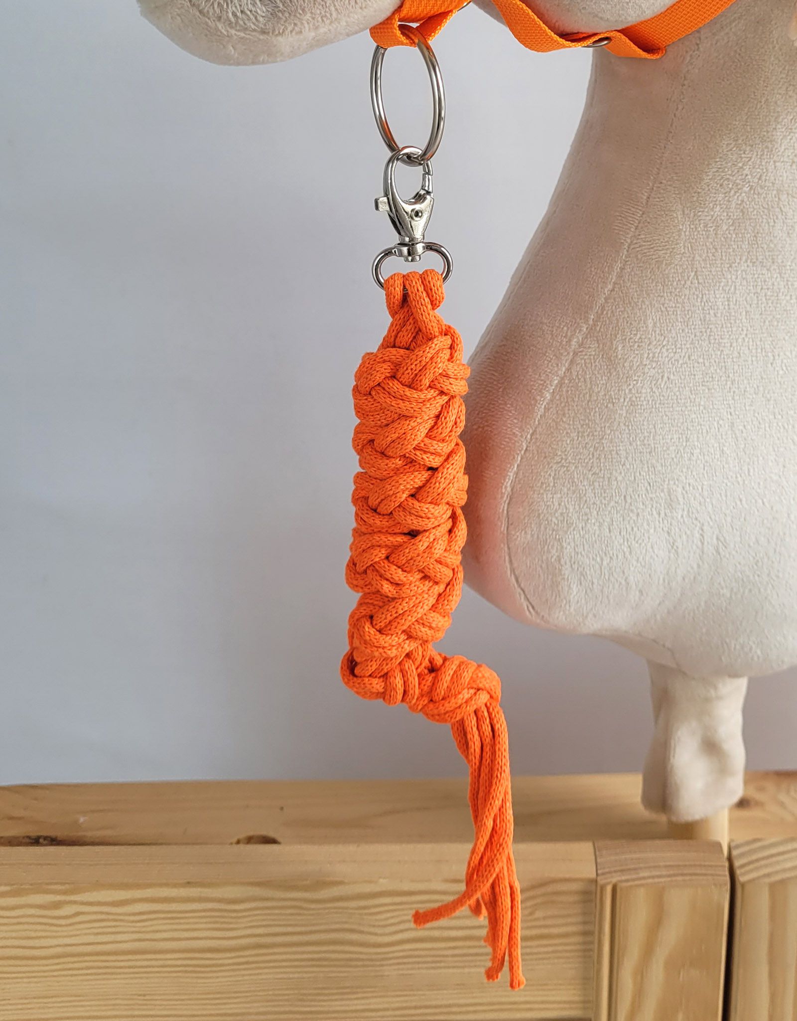 Gevlochten halsterleiband eenkleurig voor stokpaard neon oranje