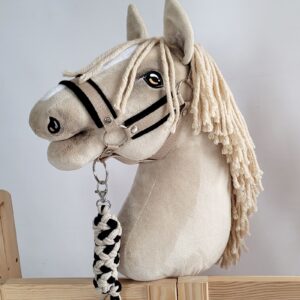 Halsterset met Bont voor een hobbypaard, Beige & Zwart