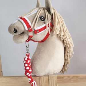 Halsterset met Bont voor een hobbypaard, Rood & Wit