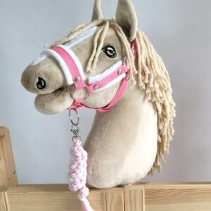 Halsterset met Bont voor een hobbypaard, Roze & Wit