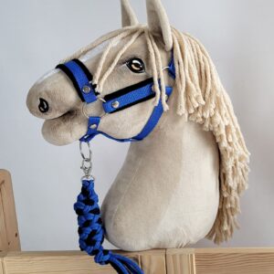 Halsterset met Bont voor een hobbypaard, Donkerblauw & Zwart