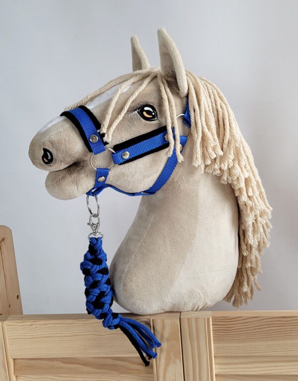 Halsterset met Bont voor een hobbypaard, Donkerblauw & Zwart